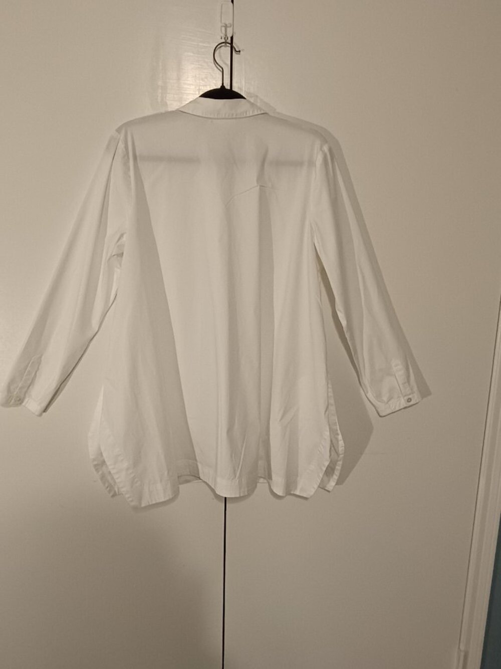 J. Jill White Shirt Collection Medium White Pleated Button Front Tunic Blouse - Picture 3 of 8